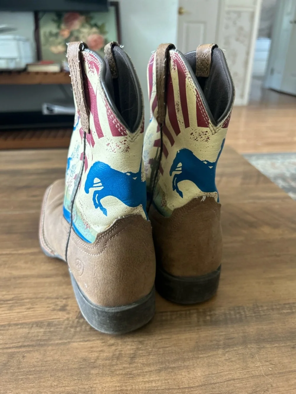 Ariat Brown and Black Leather Work Boot Interior View